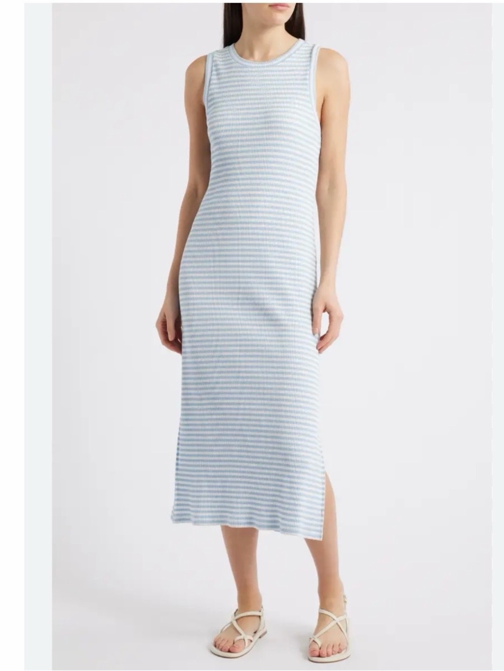 Rails Light Blue & White Striped Sleeveless Midi Dress size M